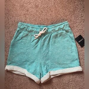 Forever 21 blue/green sweatpant shorts size medium NWT